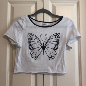 Cropped Butterfly Graphic Tee